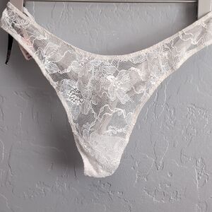 Victoria's Secret Ivory Floral Lace Thong